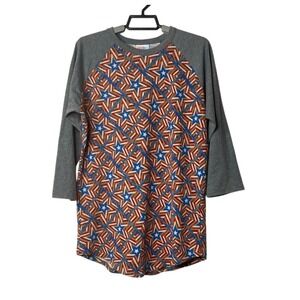 LuLaRoe Small Baseball‎ Tee Style Stars & Stripes Patriotic Top 3/4 Sleeve